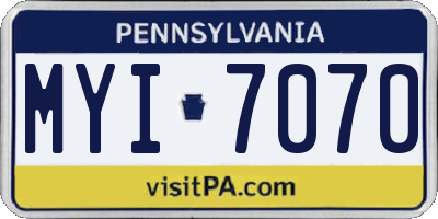 PA license plate MYI7070