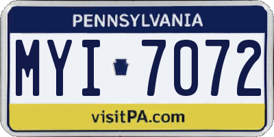 PA license plate MYI7072
