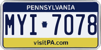 PA license plate MYI7078
