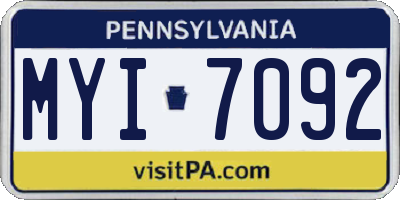 PA license plate MYI7092