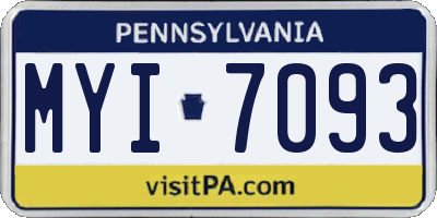 PA license plate MYI7093