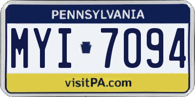 PA license plate MYI7094