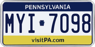 PA license plate MYI7098