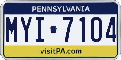 PA license plate MYI7104