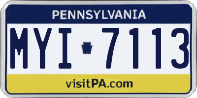 PA license plate MYI7113