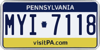PA license plate MYI7118