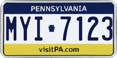 PA license plate MYI7123