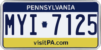PA license plate MYI7125