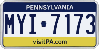 PA license plate MYI7173