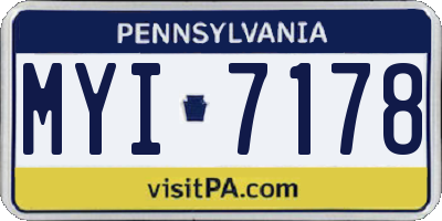 PA license plate MYI7178