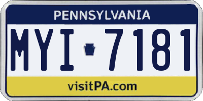 PA license plate MYI7181