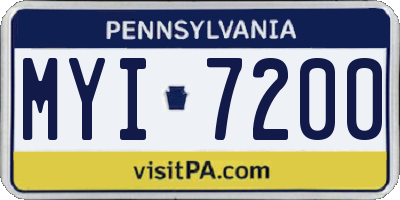 PA license plate MYI7200