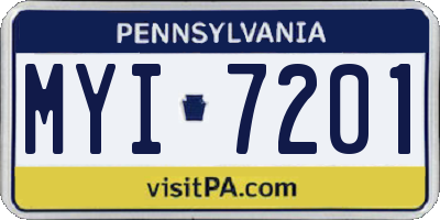 PA license plate MYI7201