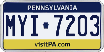 PA license plate MYI7203