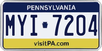 PA license plate MYI7204