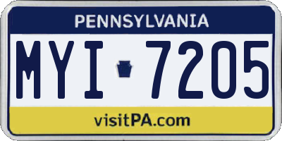 PA license plate MYI7205