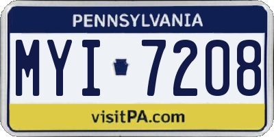 PA license plate MYI7208