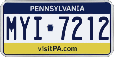 PA license plate MYI7212