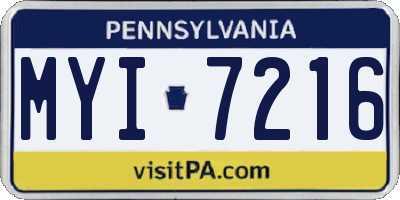 PA license plate MYI7216