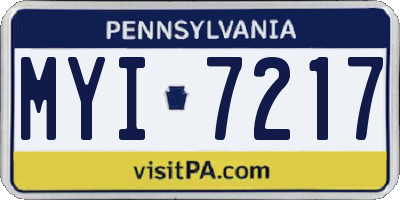 PA license plate MYI7217