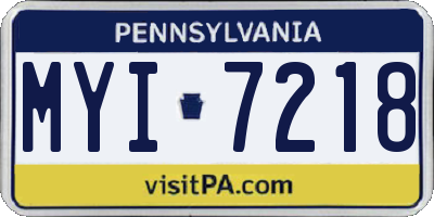 PA license plate MYI7218