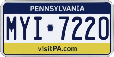 PA license plate MYI7220