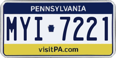 PA license plate MYI7221