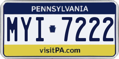 PA license plate MYI7222