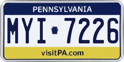 PA license plate MYI7226