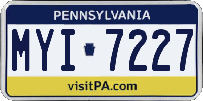 PA license plate MYI7227