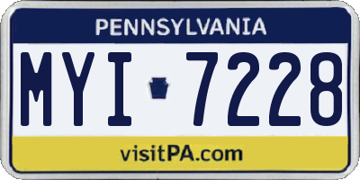 PA license plate MYI7228