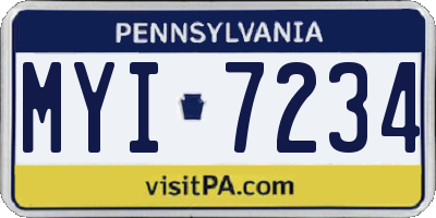 PA license plate MYI7234