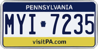 PA license plate MYI7235