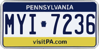 PA license plate MYI7236