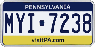 PA license plate MYI7238