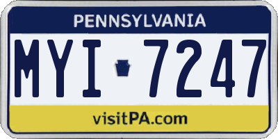 PA license plate MYI7247