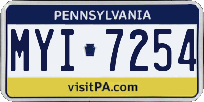 PA license plate MYI7254