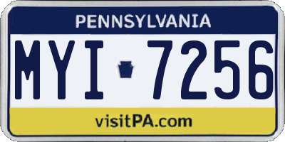PA license plate MYI7256