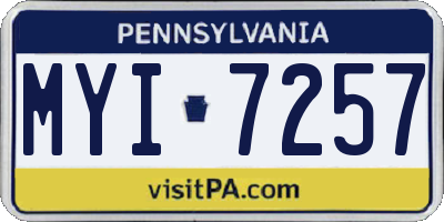 PA license plate MYI7257