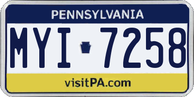 PA license plate MYI7258