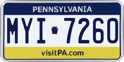 PA license plate MYI7260