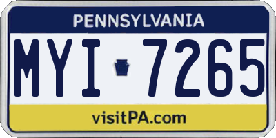 PA license plate MYI7265