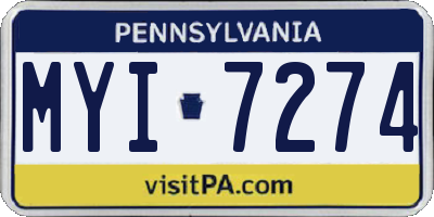 PA license plate MYI7274
