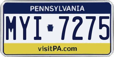 PA license plate MYI7275