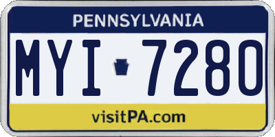 PA license plate MYI7280