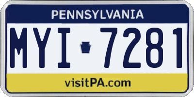 PA license plate MYI7281