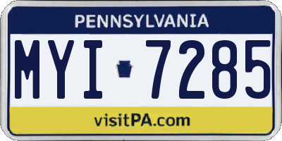PA license plate MYI7285