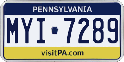 PA license plate MYI7289