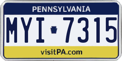 PA license plate MYI7315