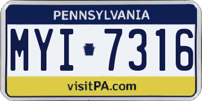 PA license plate MYI7316